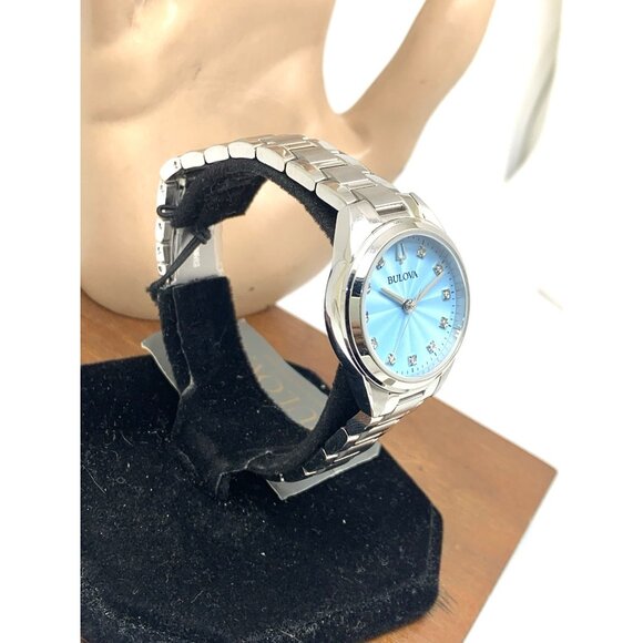 Bulova Women's Watch 96P250 Sutton Quartz Blue Dial Diamond Silver Steel 28mm - Picture 13 of 13